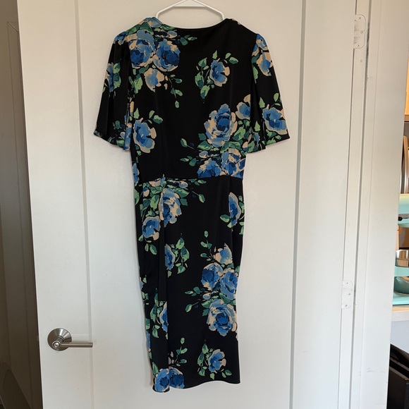 Zara Black Dress with Blue Floral Design - Picture 3 of 3
